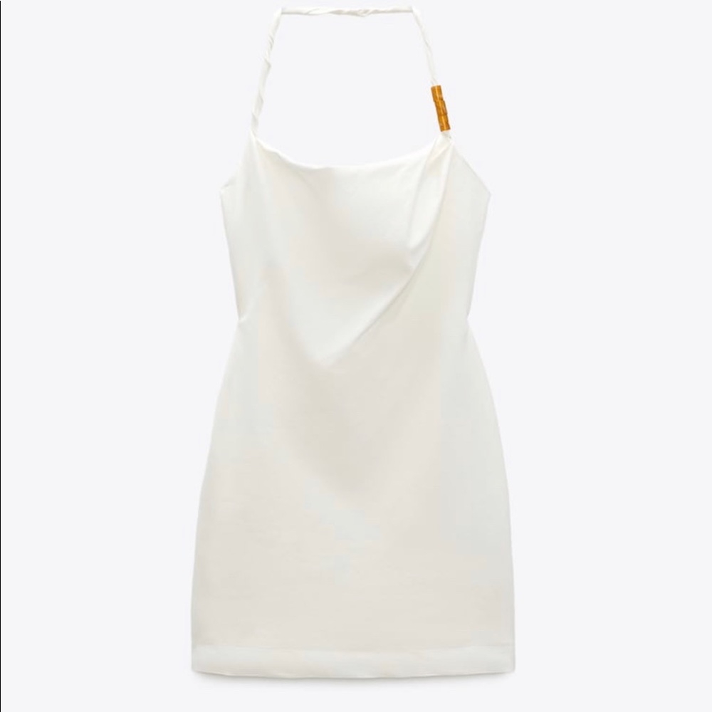 Zara Linen Stretch Halted Dress